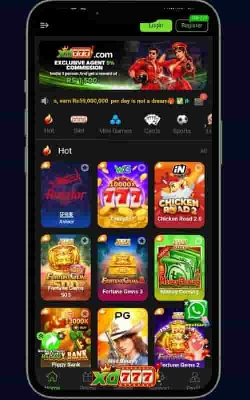 XD777 Game Home Page Hot games and navigation