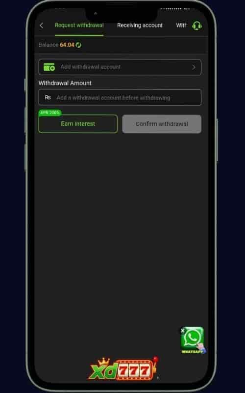XD777 Game Withdrawal Process - add payment method