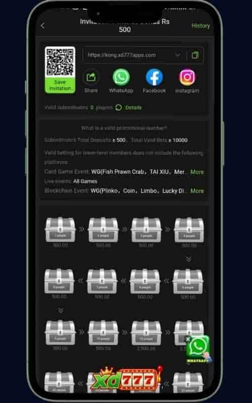 XD777 Game invite and earn referral reward 500pkr daily
